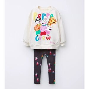 ZARA PEPPA PIG RIBBED SWEATSHIRT AND LEGGINGS SET